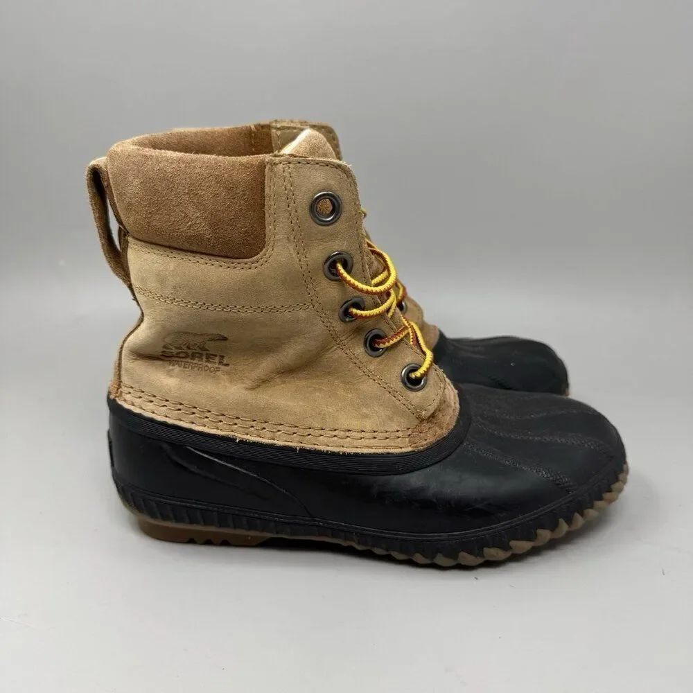 Sorel Cheyanne II Leather Duck Boots Waterproof Brown Lace Up NY1891-286 Men’s 5